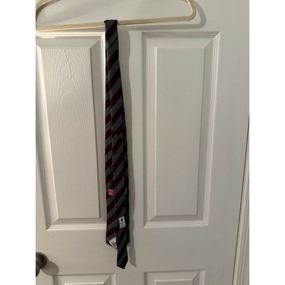 Vineyard Vines Heathered Grey Maroon Striped Wool Tie Shep & Ian NWT - Picture 6 of 6